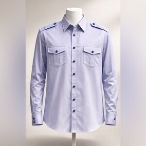 Men’s Blue Striped Dress Shirt – Size XL